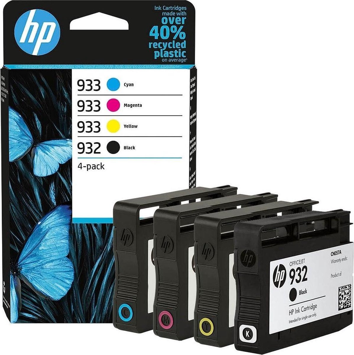 HP - Pack De 4 Cartuchos De Tinta Original 932 Negro Y 933 Cian//amarillo (6ZC71AE) - Magenta