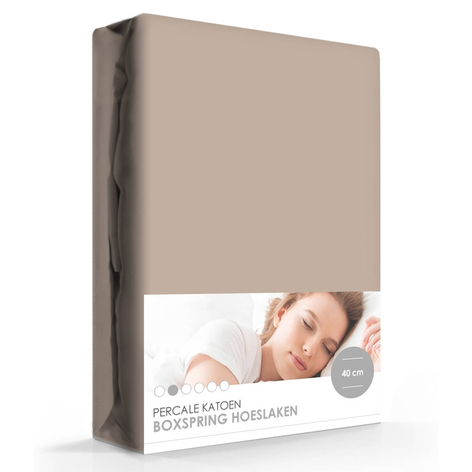 Voordeeldrogisterij Iseng Percale Katoen Hoeslaken Extra Hoog Taupe-180 X 220 Cm