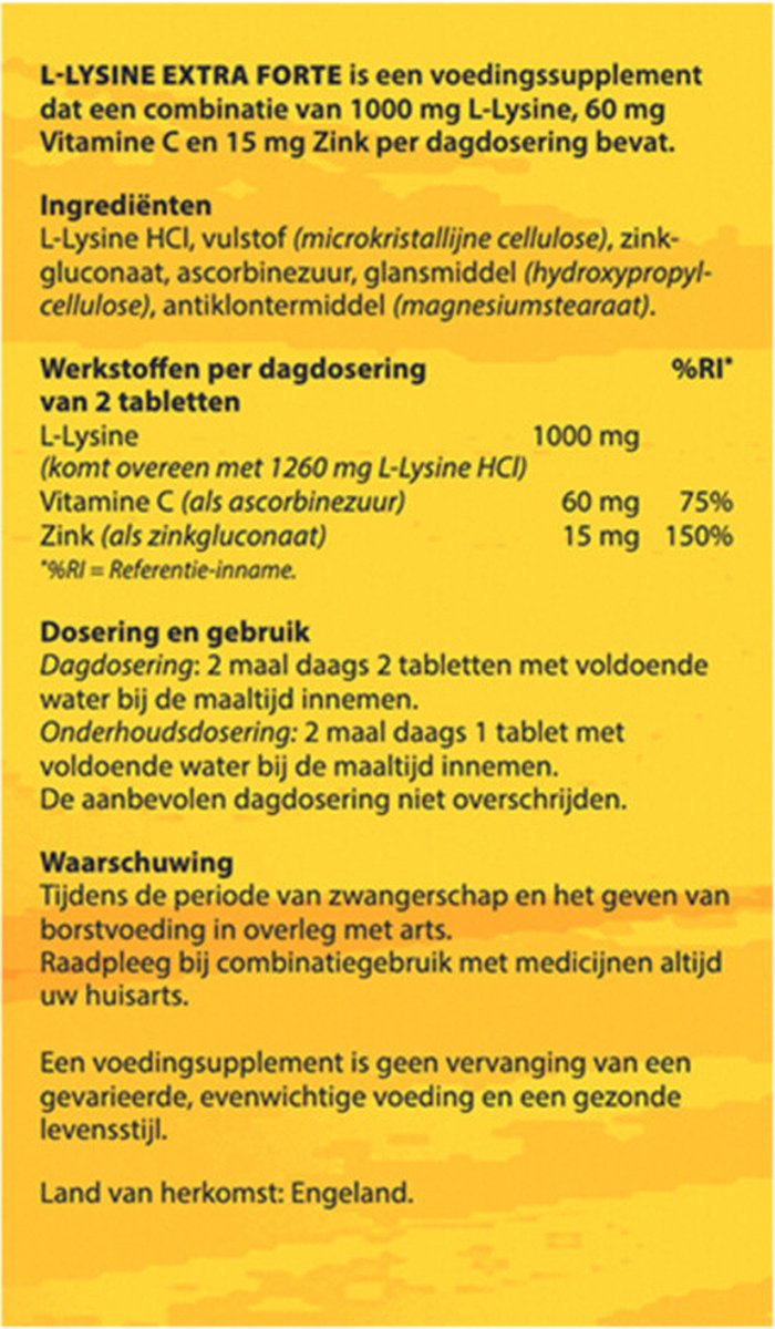 Bloem L-Lysine lipblaasjes 60 Tabletten
