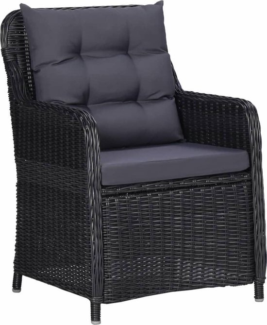 Vidaxl 9-delige Tuinset Poly Rattan - Zwart