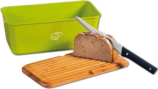 Decopatent Melamine Broodtrommel Met Bamboe Snijplank Brood Bewaar Doos Met