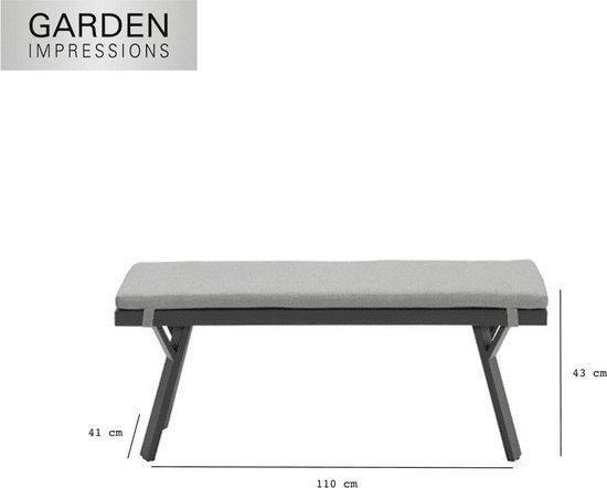Garden Impressions Senja Sport Tuinbankje 110x40xh45 - Donker - Grijs