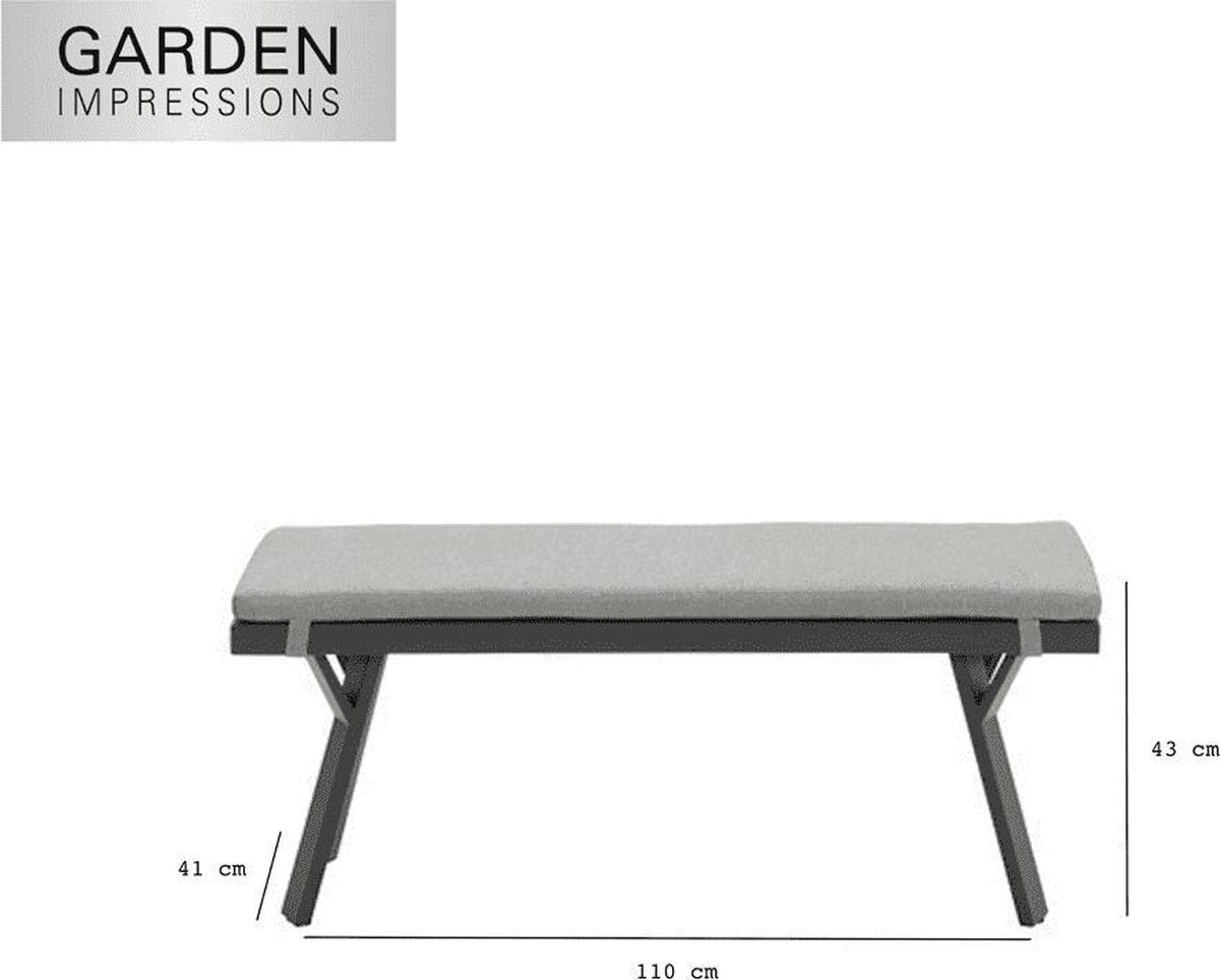 Garden Impressions Senja Sport Tuinbankje 110x40xh45 - Donker - Grijs