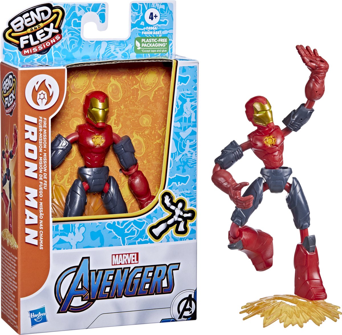 Disney Marvel Avengers - Bend N Flex Missions Iron Man Fire Mission - Rood