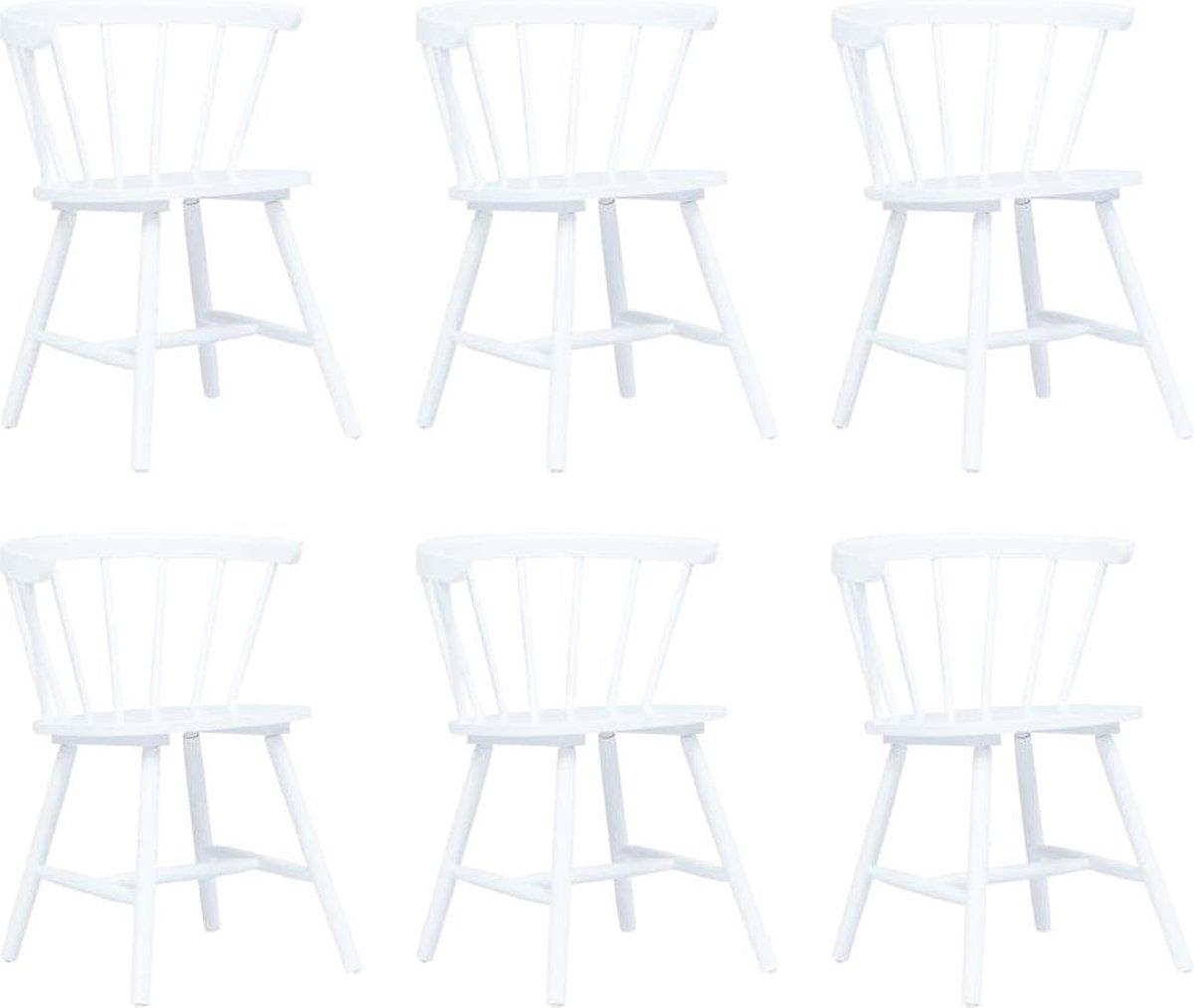 Vidaxl Eetkamerstoelen 6 St Massief Rubberwood - Wit
