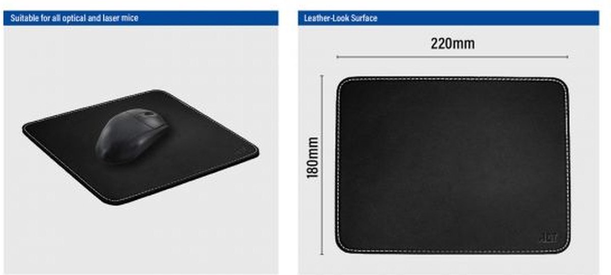 ACT Muismat lederlook - Zwart