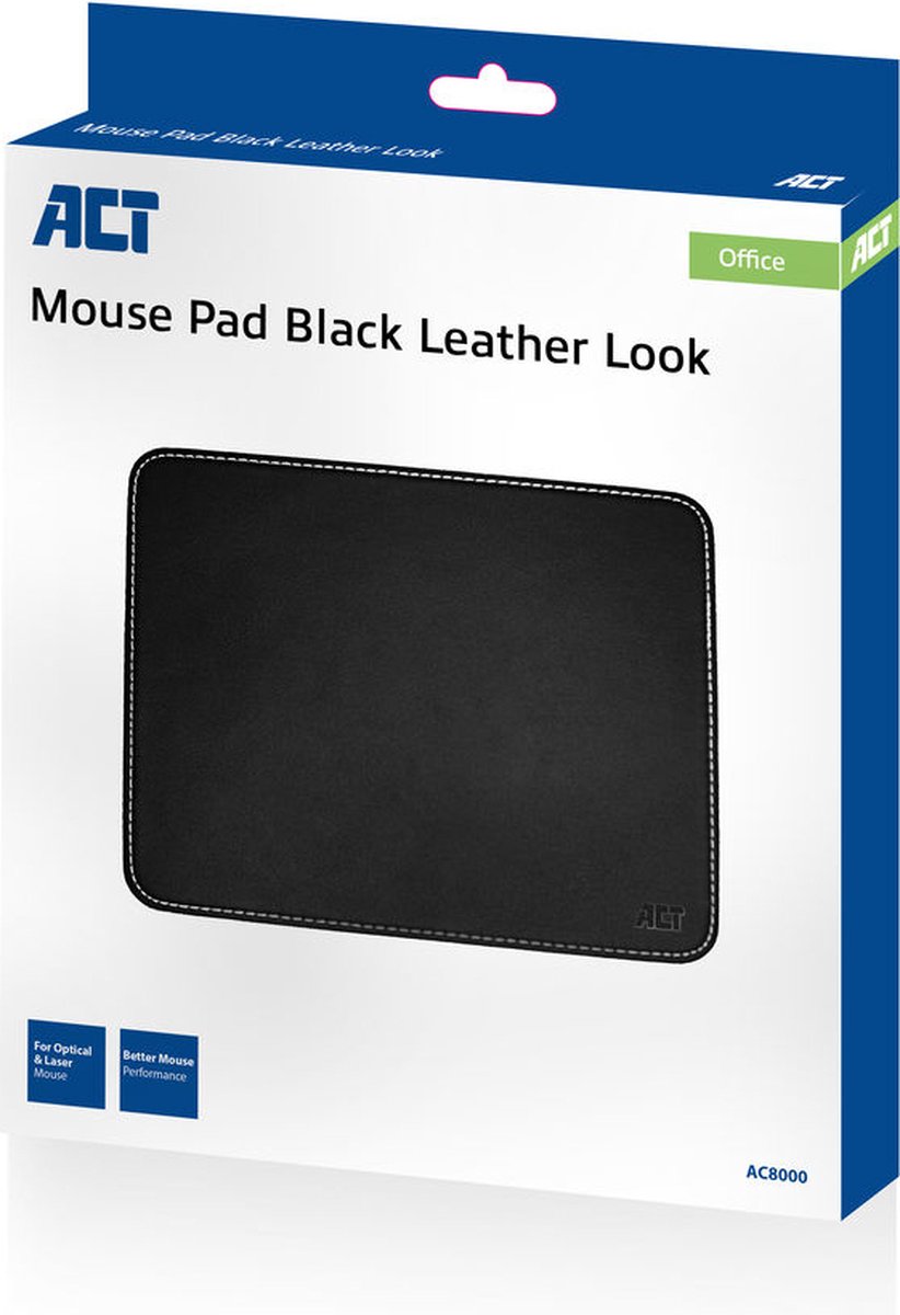 ACT Muismat lederlook - Zwart