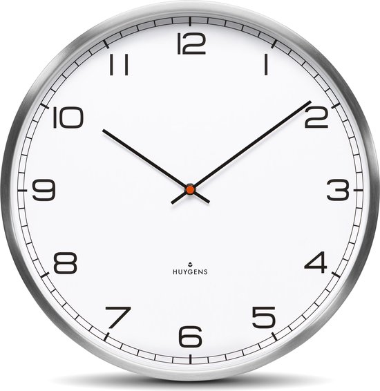 Huygens - One Arabic 45cm - Rvs - Wandklok - Stil - Quartz Uurwerk - Wit