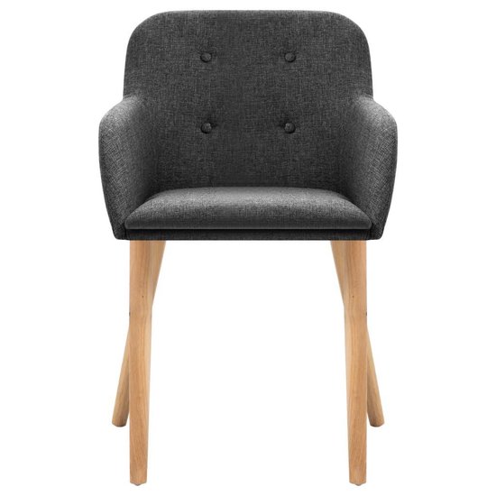 Vidaxl Eetkamerstoelen 4 St Stof En Massief Eikenhout Donker - Grijs