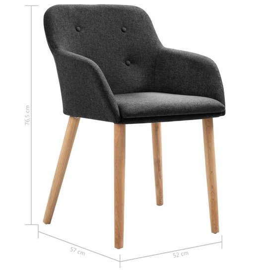 Vidaxl Eetkamerstoelen 4 St Stof En Massief Eikenhout Donker - Grijs