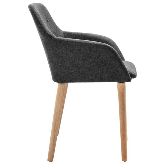 Vidaxl Eetkamerstoelen 4 St Stof En Massief Eikenhout Donker - Grijs