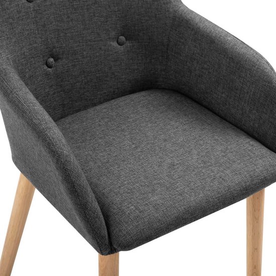 Vidaxl Eetkamerstoelen 4 St Stof En Massief Eikenhout Donker - Grijs
