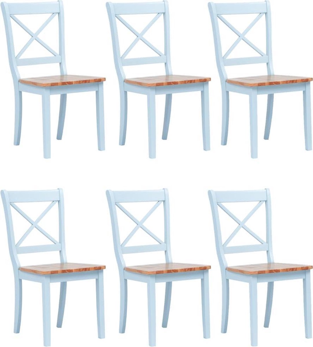 Vidaxl Eetkamerstoelen 6 St Massief Rubberwood Lichthoutkleurig - Grijs