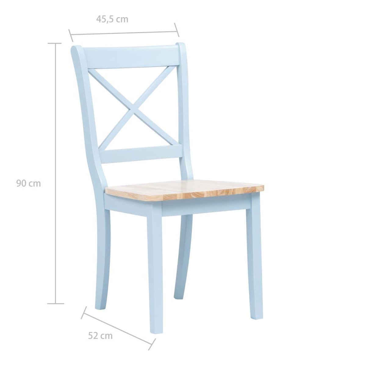 Vidaxl Eetkamerstoelen 6 St Massief Rubberwood Lichthoutkleurig - Grijs