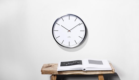 Huygens - One Index 35cm - Rvs - Wandklok - Stil - Zendergestuurd - Wit