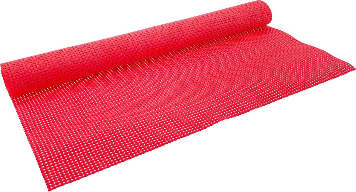 Benza Kerst Tafelloper - 150 X 45 Cm Crossweave Geweven Vinyl - Rood