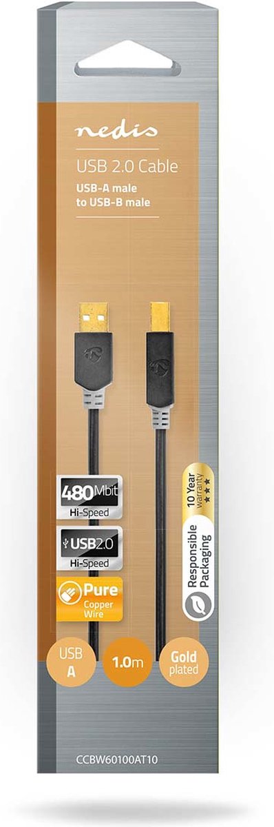 Nedis Usb-kabel - Ccbw60100at10 - Zwart