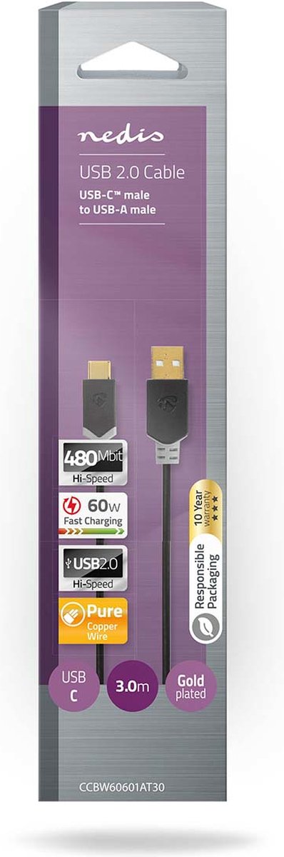 Nedis Usb-kabel - Ccbw60601at30 - Zwart