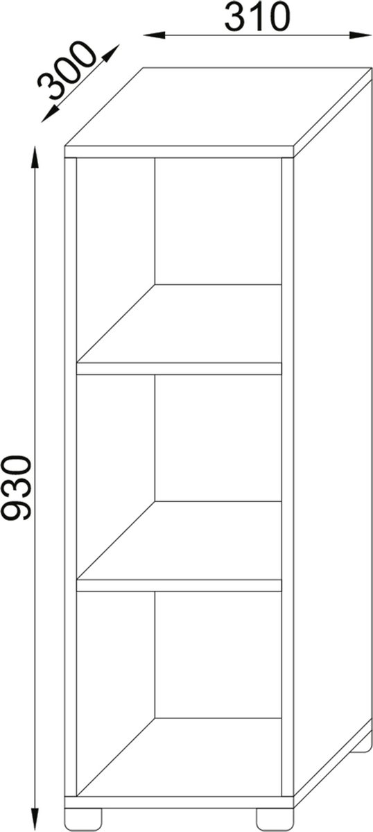 Benas 3 Wandkast 3 Vakken. - Wit