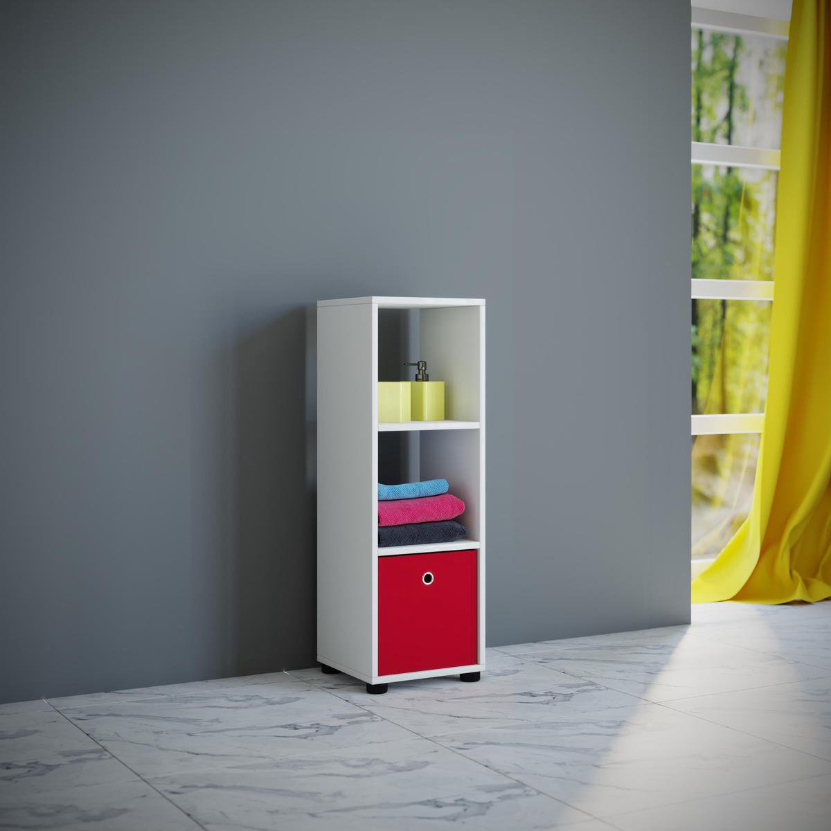 Benas 3 Wandkast 3 Vakken. - Wit