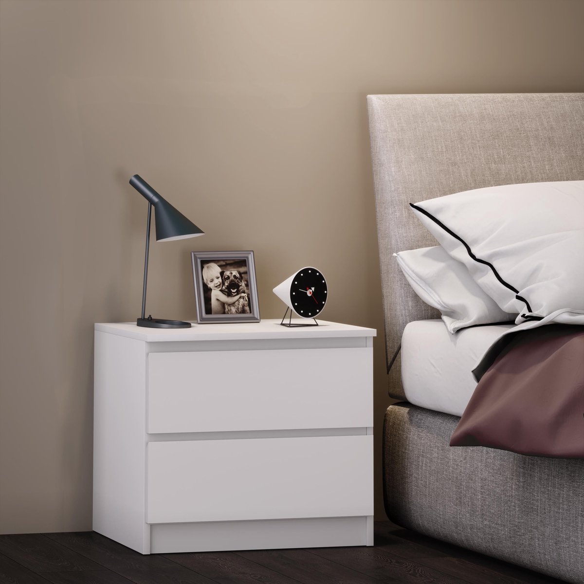 Breido L Nachtkastje 2 Lades. - Wit