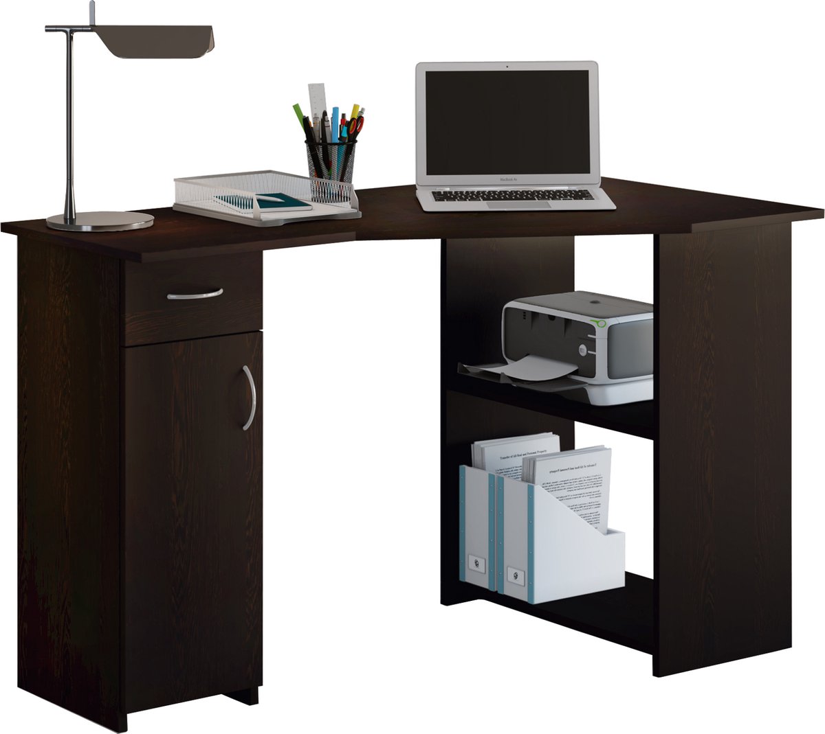 Linzia Bureau 1 Deur, 1 Lade En 2 Vakken. - Wit