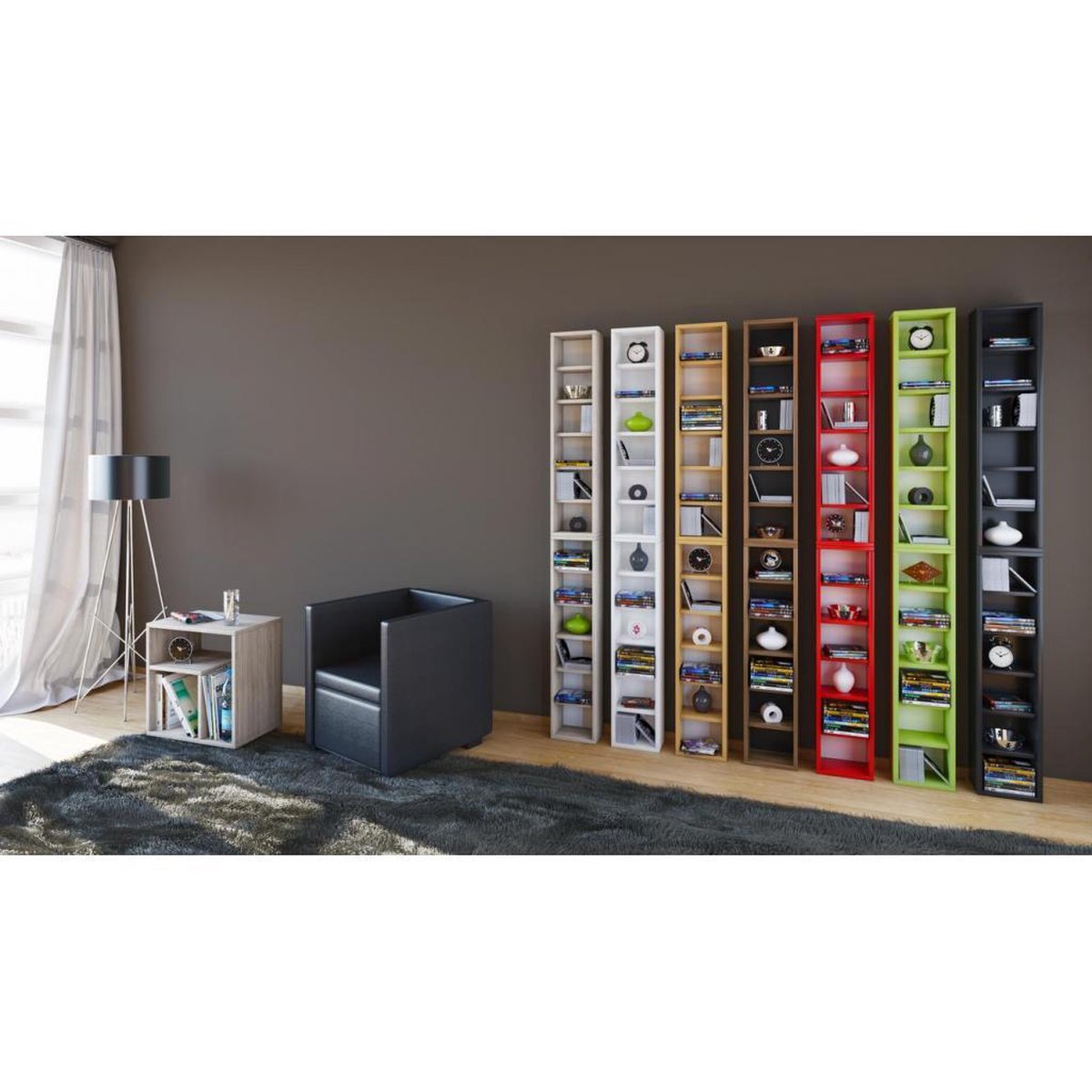 Bigol Wandkast 12 Vakken Sonoma Eiken Decor. - Geel