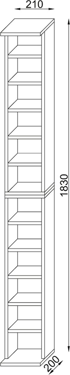 Bigol Wandkast 12 Vakken Sonoma Eiken Decor. - Geel