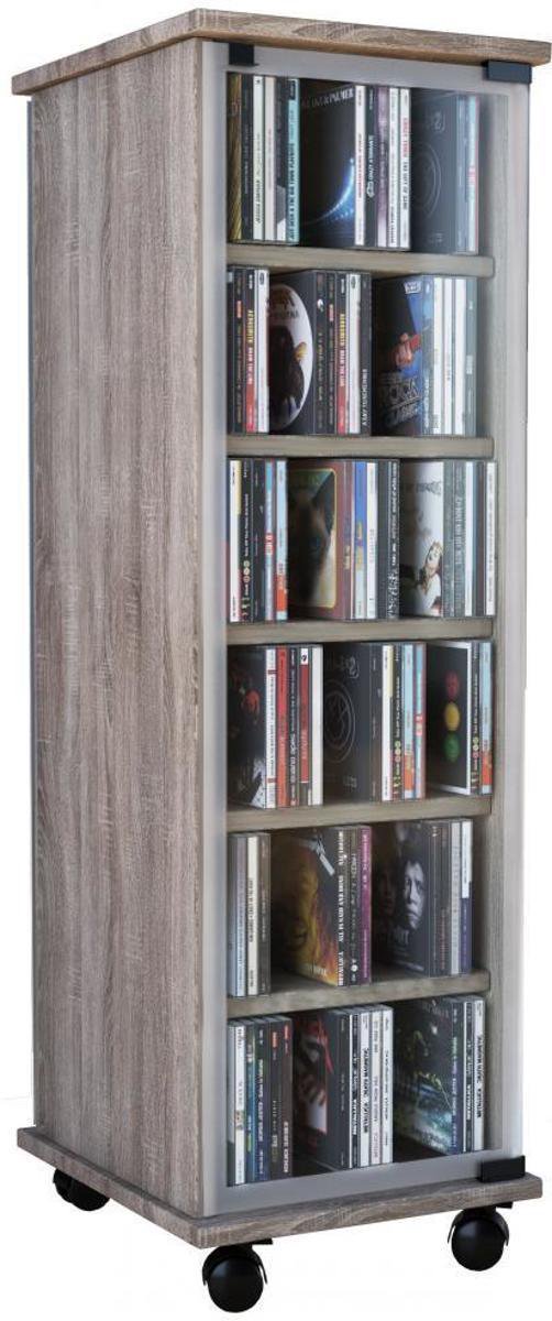 Valenza Wandkast Op Wielen 1 Glazen Deur 6 Compartimenten Sonoma Eiken Decor. - Bruin