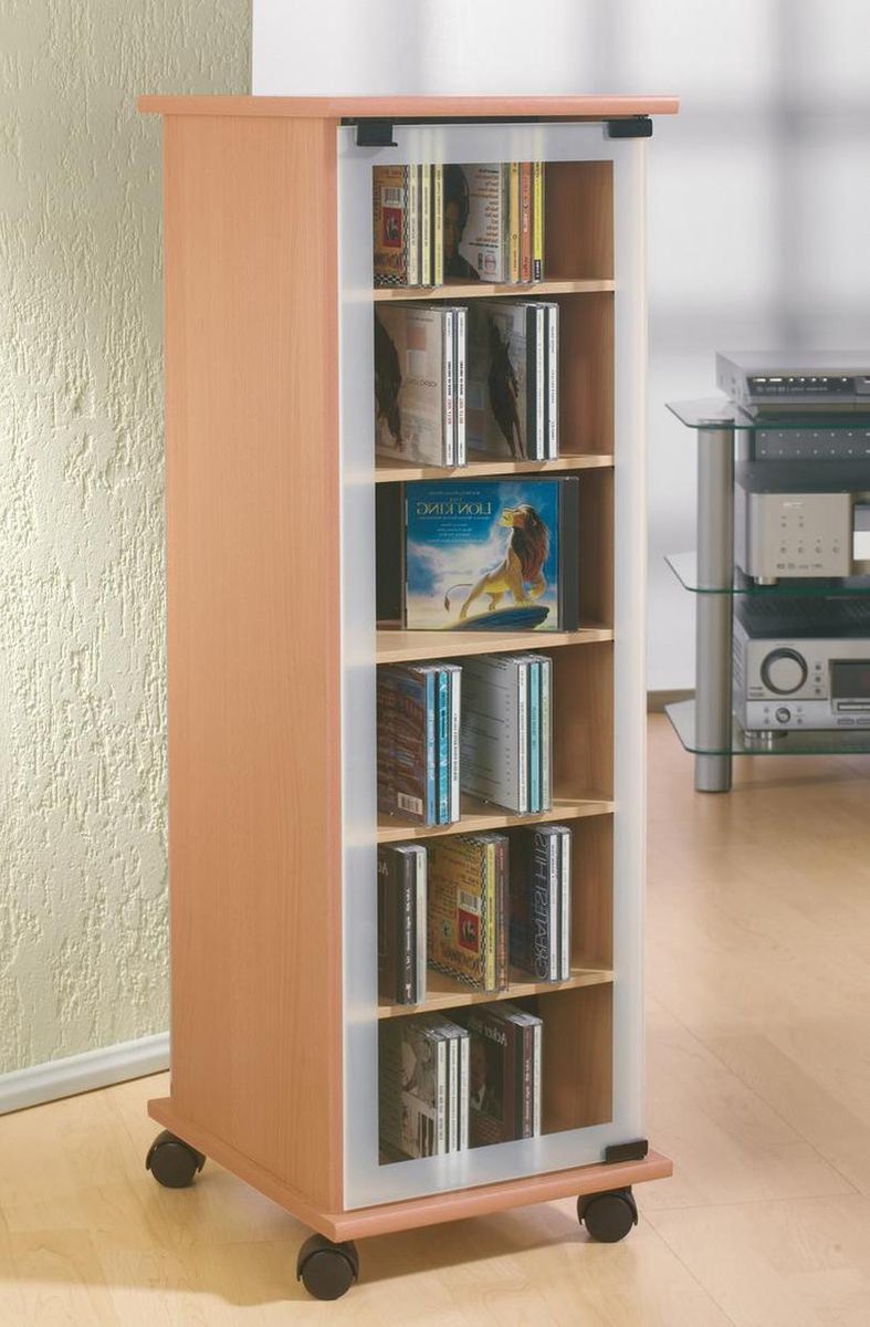 Valenza Wandkast Op Wielen 1 Glazen Deur 6 Compartimenten Beuken Decor. - Bruin