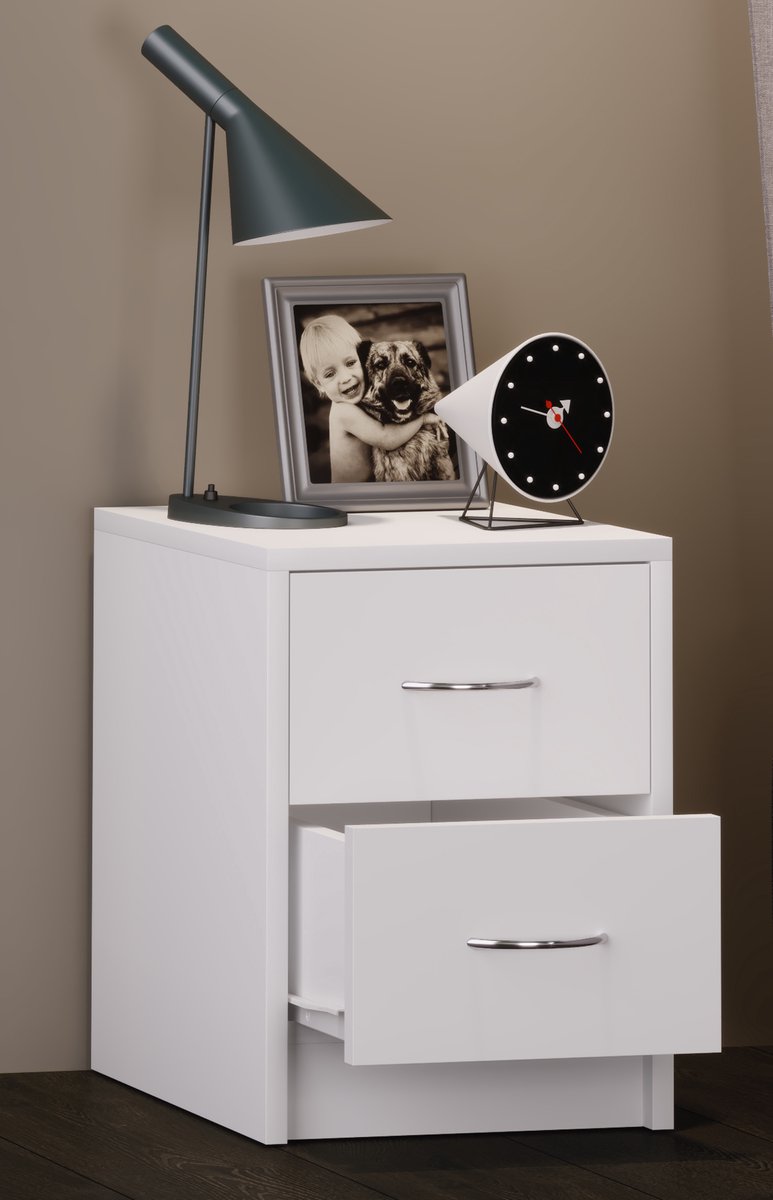 Boxal Mini Nachtkastje 2 Lades. - Wit