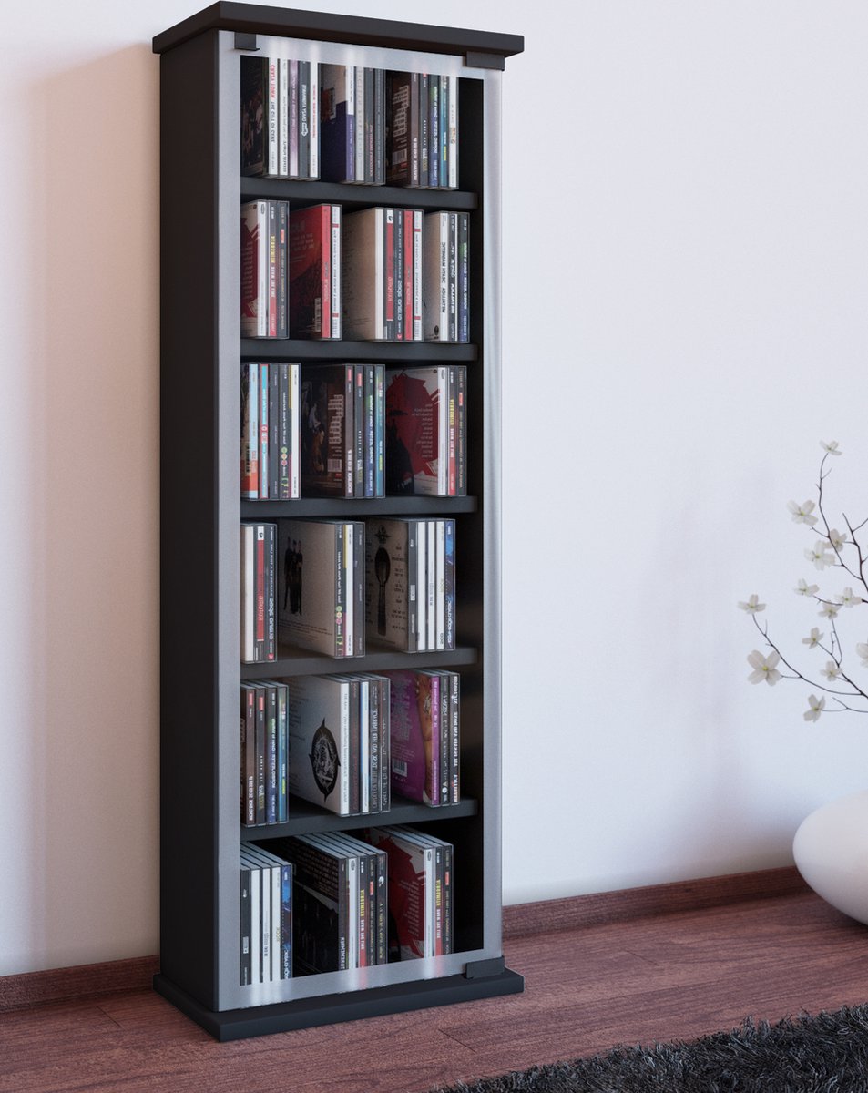 Classic Wandkast , Cd-toren 6 Planken. - Zwart