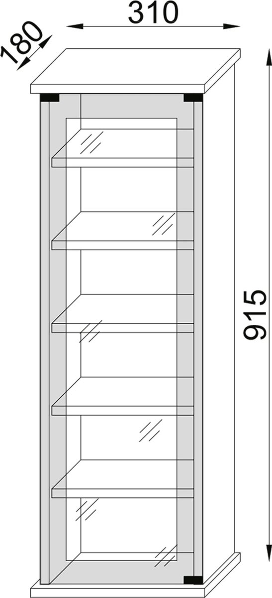 Classic Wandkast , Cd-toren 6 Planken. - Zwart