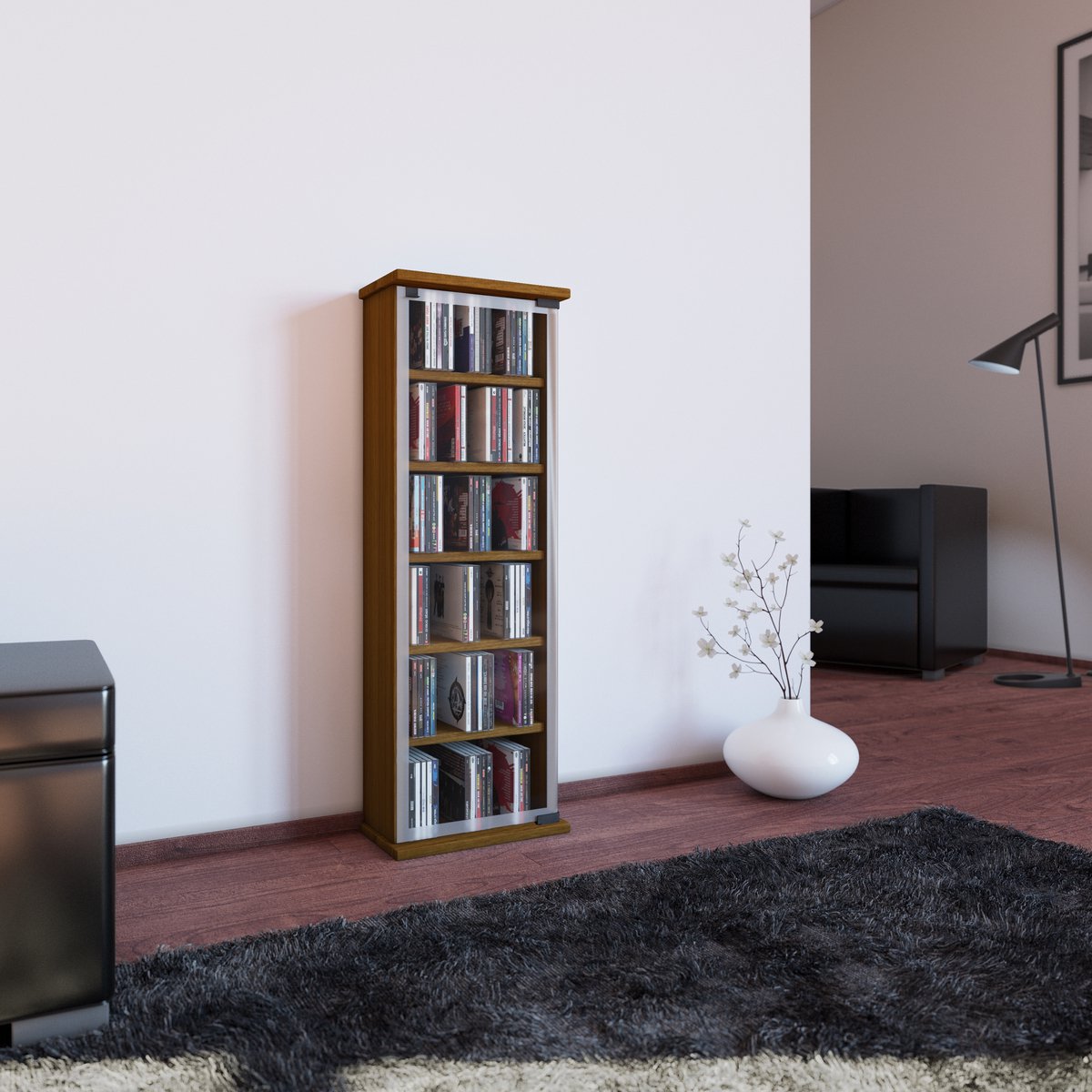 Classic Wandkast , Cd-toren 6 Planken. - Zwart