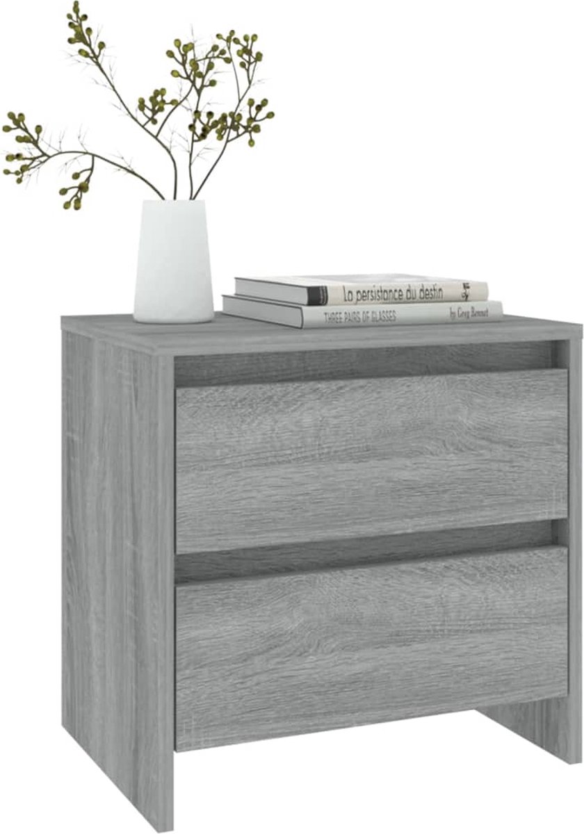 Vidaxl Nachtkastje 45x34,5x44,5 Cm Spaanplaat Sonoma Eikenkleur - Grijs