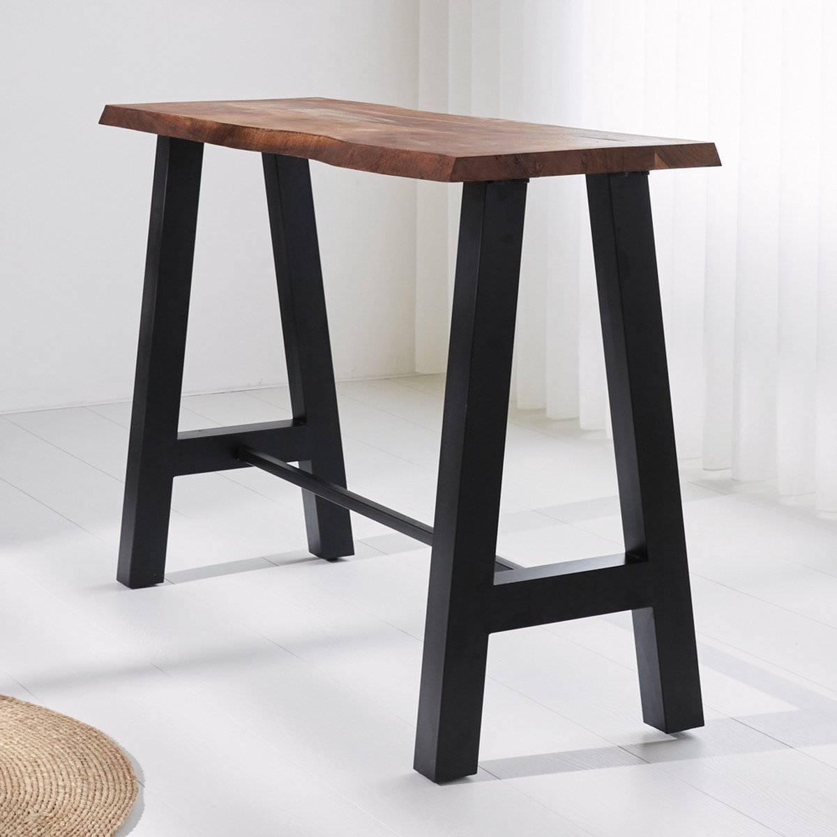 Dimehouse Industriële Bartafel Quinty - Mangohout Boomstam - 150x50 Cm - Bruin