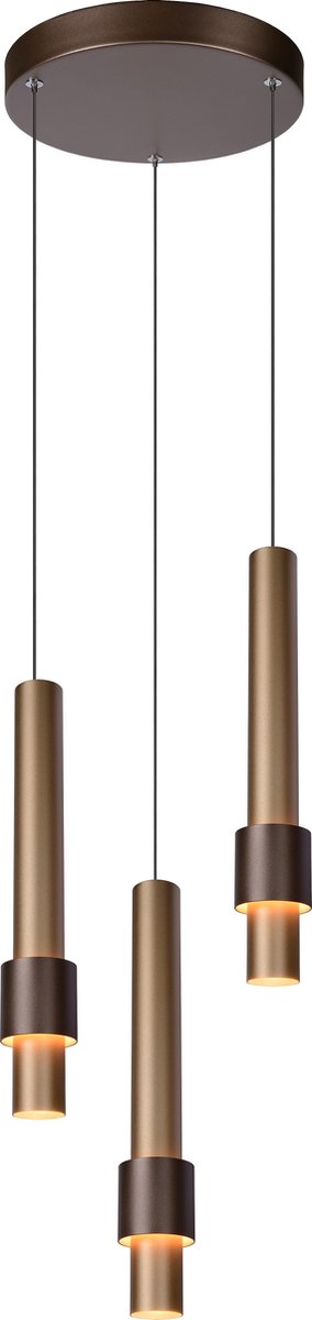 Lucide Margary - Hanglamp - Ø 28 Cm - Led Dimb. - 3x4,3w 2700k - Koffie - Zwart