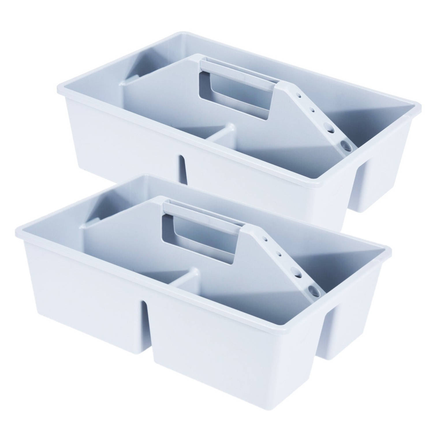 Excellent Houseware 2x Stuks Gereedschap Opbergbox/opbergdoos/mand Met Handvat 39 X 26 X 12 Cm Kunststof - Opbergbox - Wit