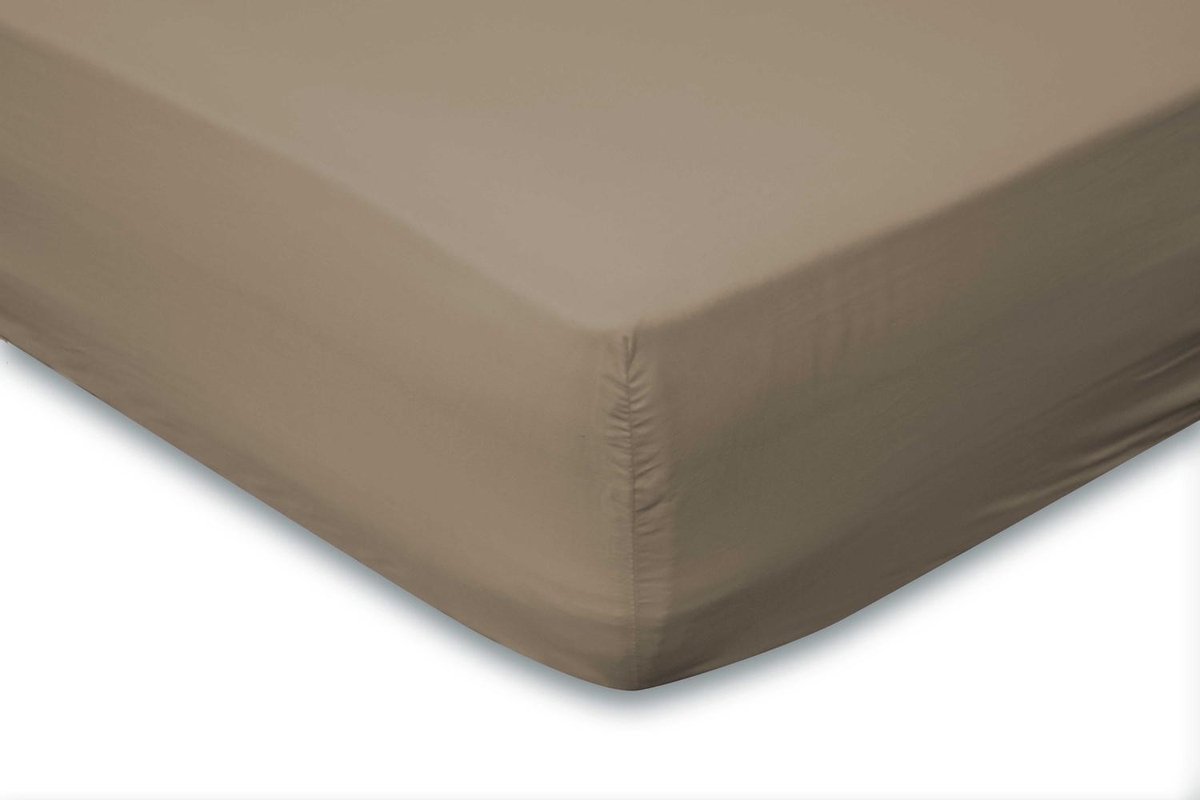 Elegance Hoeslaken Katoen Perkal 35cm Hoekhoogte - Zand 160x200cm - Beige