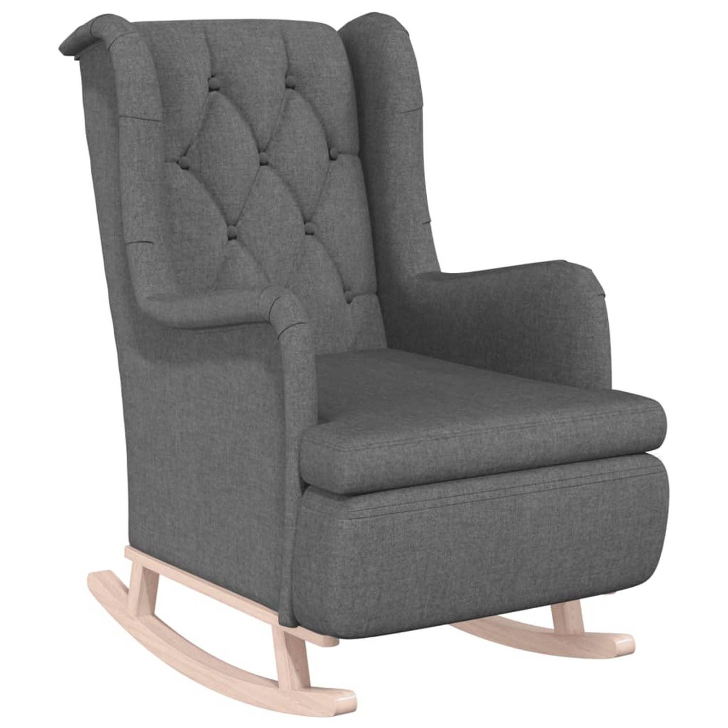 Vidaxl Fauteuil Met Massief Rubberwood Schommelpoten Stof Licht - Grijs