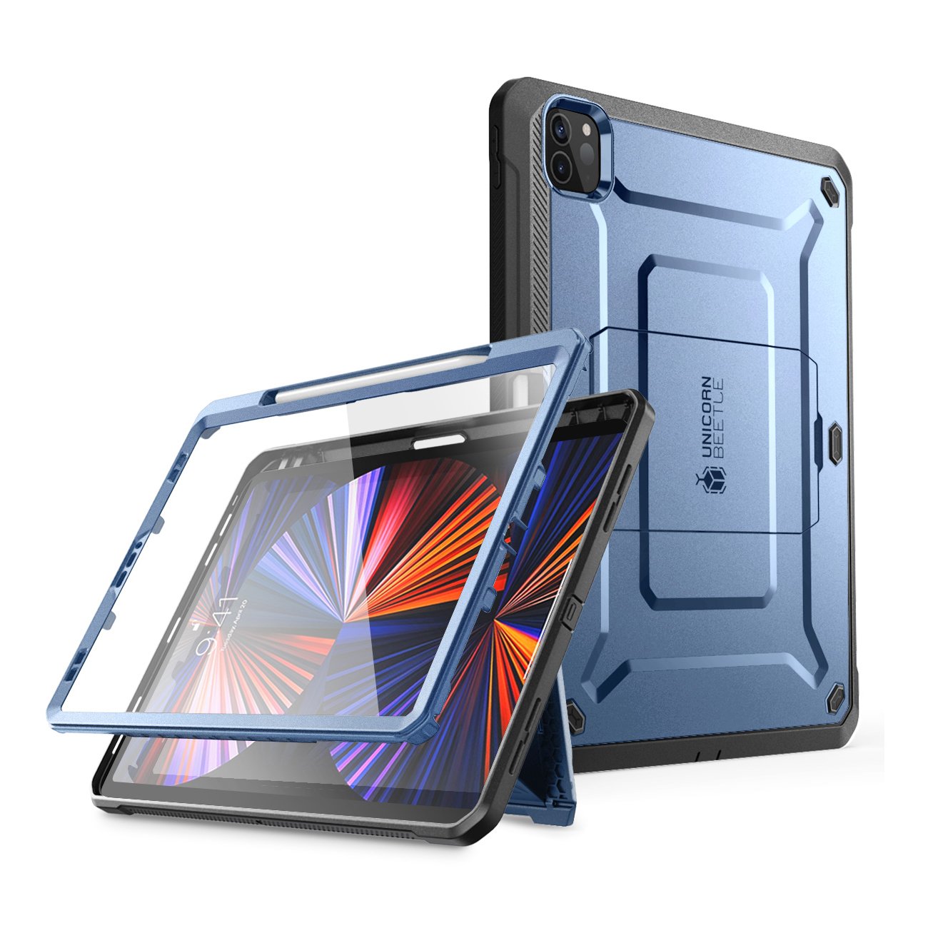 SUPCASE Full Cover Case Hoesje iPad Pro 12.9 inch - 2021 - Pencil houder - - Blauw