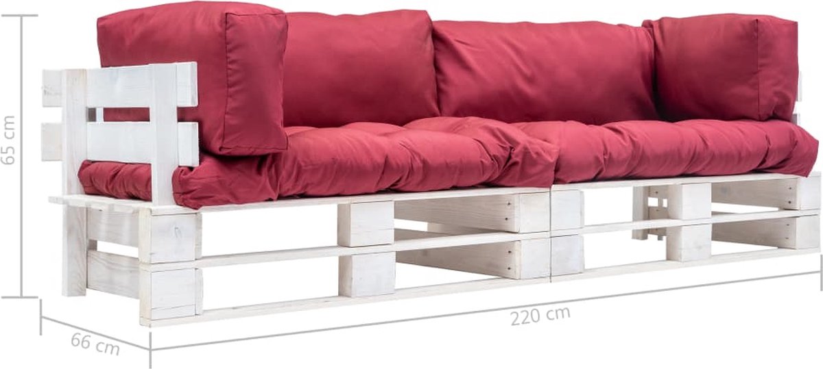 Vidaxl 2-delige Bankenset Pallet Met Rode Kussens Grenenhout - Rood