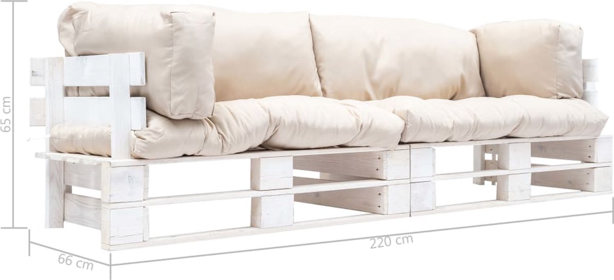 Vidaxl 2-delige Bankenset Pallet Met Zandkleurige Kussens Grenenhout - Beige