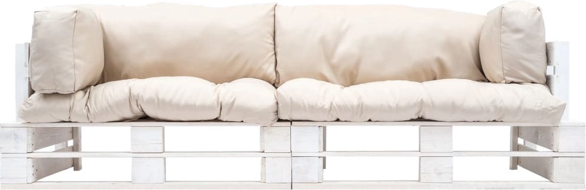 Vidaxl 2-delige Bankenset Pallet Met Zandkleurige Kussens Grenenhout - Beige