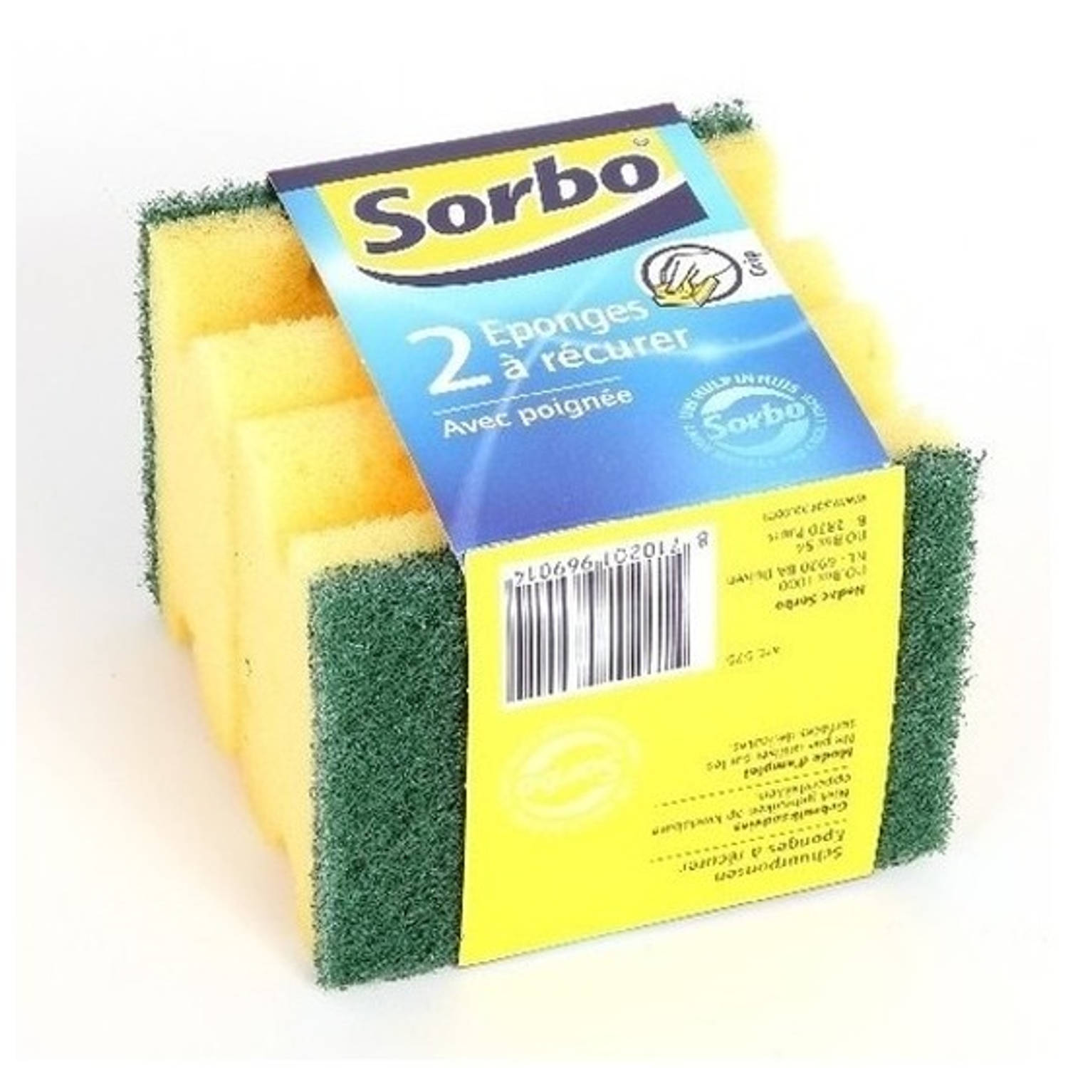 Sorbo 10x Schuursponzen / Schuursponsjes Met Handgreep 9 X 6,5 X 4 Cm - Schoonmaakartikelen / Reinigingsartikelen - Geel