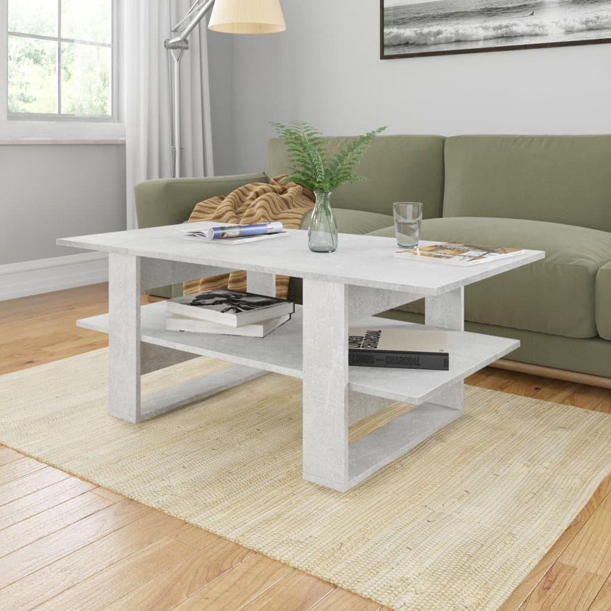 Vidaxl Salontafel 110x55x42 Cm Spaanplaat Beton - Grijs