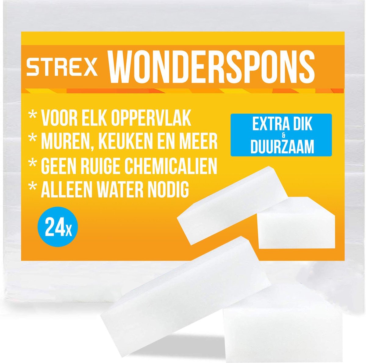 24x Wonderspons Schoonmaakspons Sponsjes Magic Eraser Wondersponzen Alle Oppervlakken Vlekken Verwijderen - Zwart