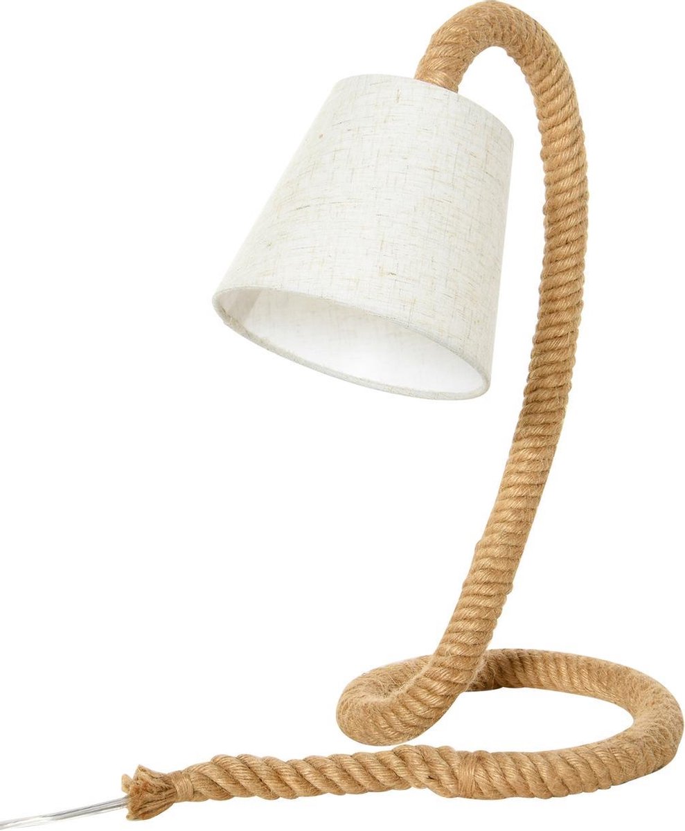 Tafellamp - Tafellamp Slaapkamer - Tafellamp Wonkamer - Industrieel - Met Henneptouw - Beige