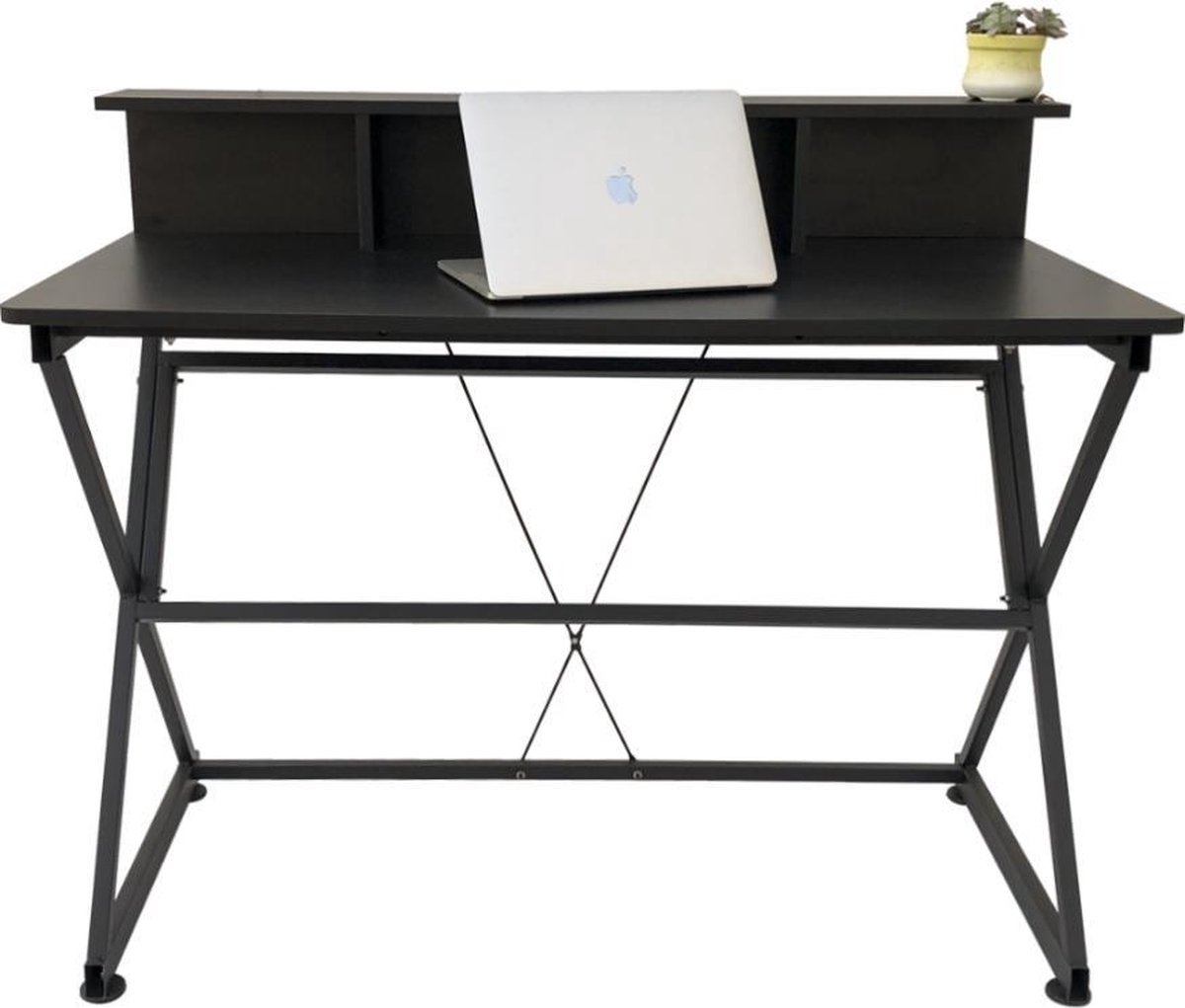 Bureau Tafel Computer Laptop Stoer - Industrieel Moderne Stijl - 110 Cm Breed - - Zwart