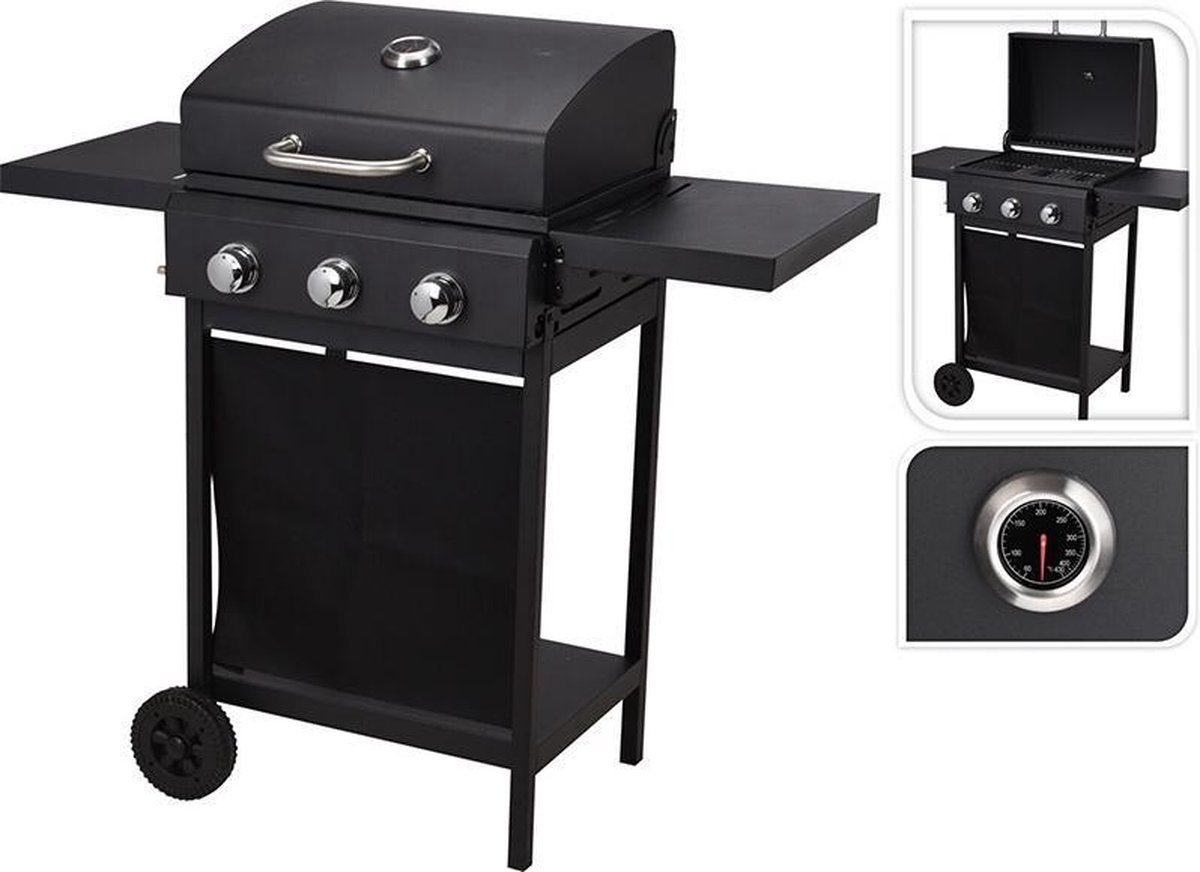Excellent Electrics Gas Barbecue 3 Branders Met Chrome - Zwart